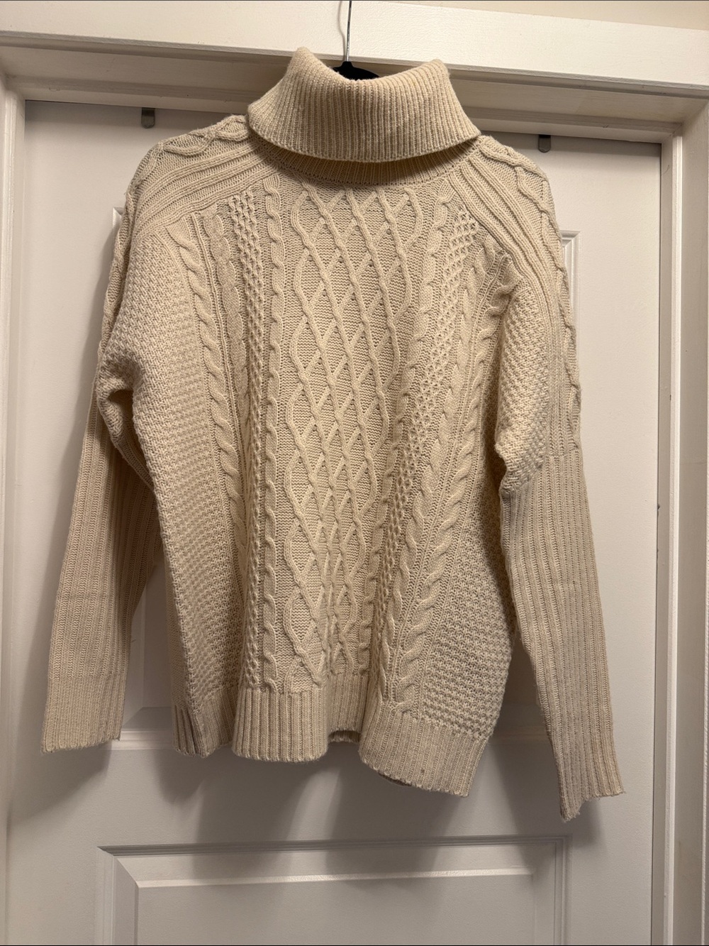 Guilty Cream Cable-Knit Turtleneck Sweater